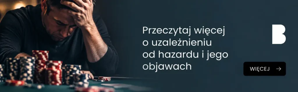 Uzależnienie od hazardu – zestresowany mężczyzna przy stole do pokera, konsekwencje nałogu i potrzeba pomocy.
